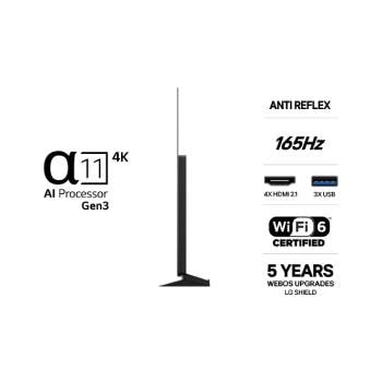 Vy framifrån av LG OLED evo AI C6, som släpptes 2026, visar en bild av skiktade, mångfärgade former, med Hyper Radiant Color Tech, Perfekt svart och Perfekt färg, tillsammans med World’s No.1 OLED TV for 13 Years-märket.